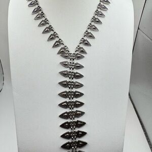 Elegant Silver Deep V Necklace